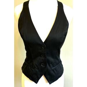Y2k 90s Black BEBE Vest XS Academia Fitted Corset Whimsigoth Rock Office Siren